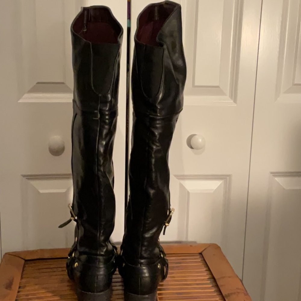 Black Over the Knee Leather Boots - Picture 4 of 10